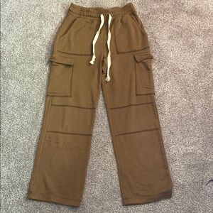 Urban Outfitters Brown Cargo Pants Relaxed Fit Drawstring Waist